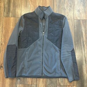 Men’s Calvin Klein Medium Gray and Silver Fleece Zip-Up Jacket, Sporty, Athletic